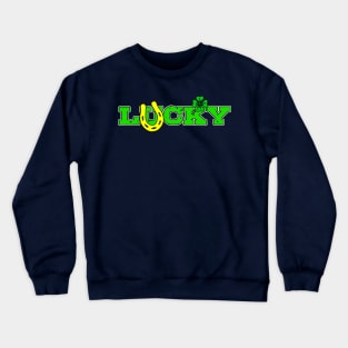 St Patricks Day lucky green clover and horseshoe Crewneck Sweatshirt